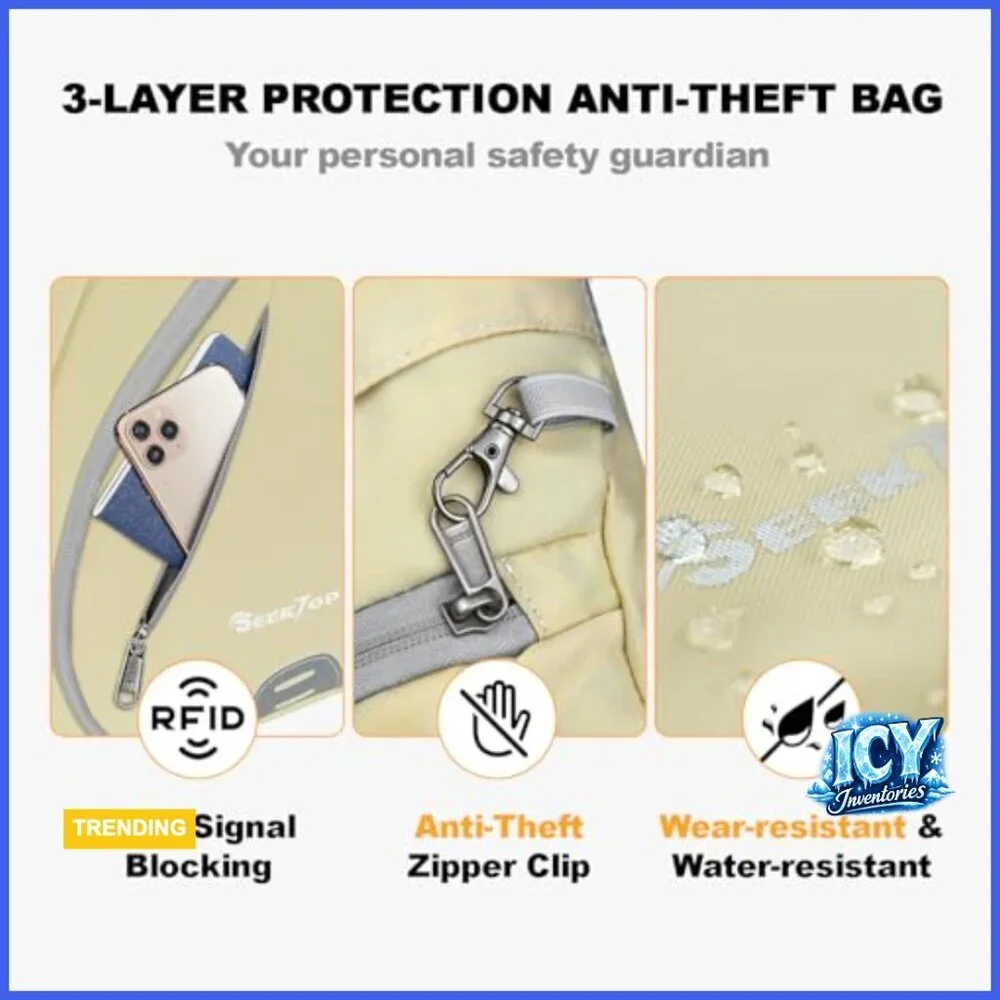 Anti-Theft Sling Bag RFID Blocking Waterproof Nylon Lightweight Crossbody
